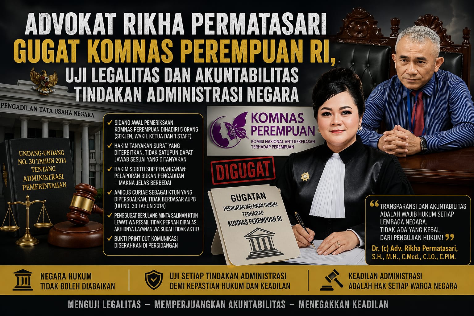 Advokat Rikha Permatasari Gugat Komnas Perempuan RI, Uji Legalitas dan Akuntabilitas Tindakan Administrasi Negara